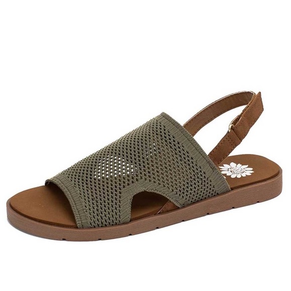 Yellow Box Shoes New Yellow Box Slip On Mesh Back Strap Flat Sandal